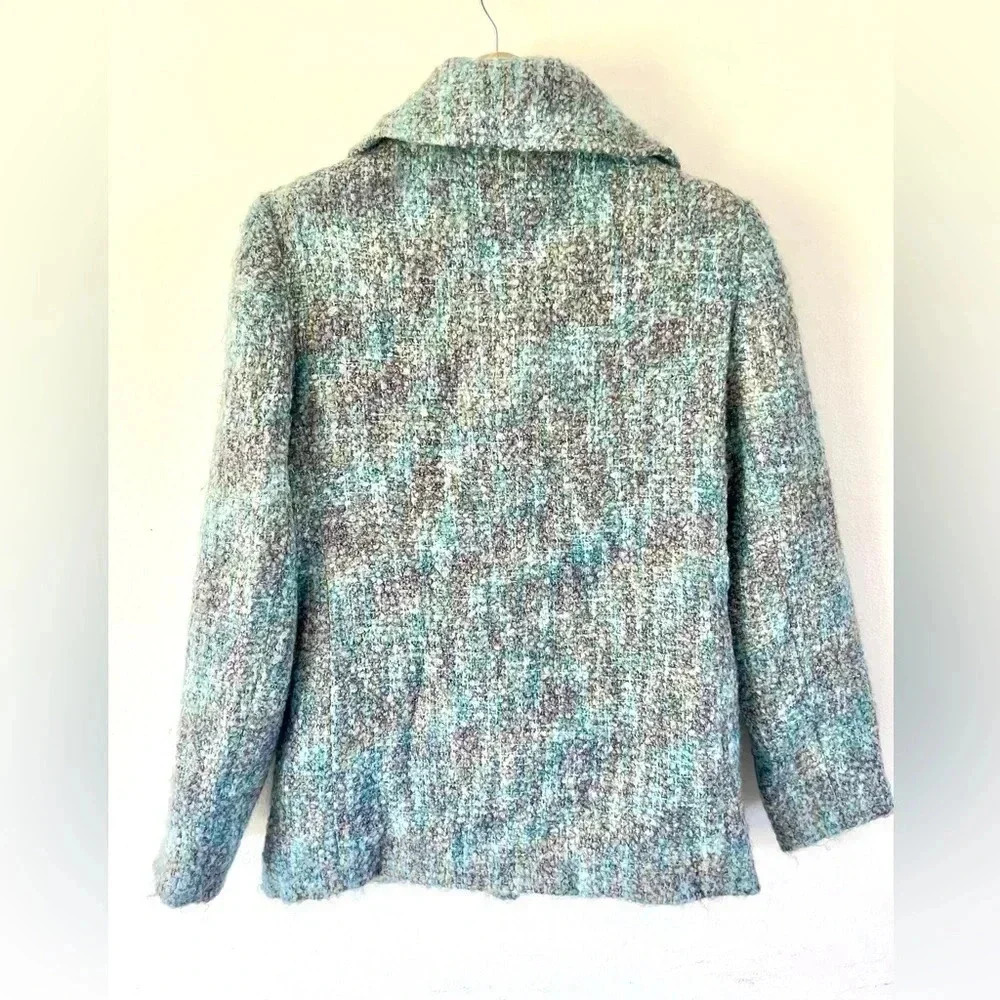 Donegal Design Irish Mohair‎ & Wool Blue Multicolor Button Front Jacket Sz Small - Picture 10 of 14